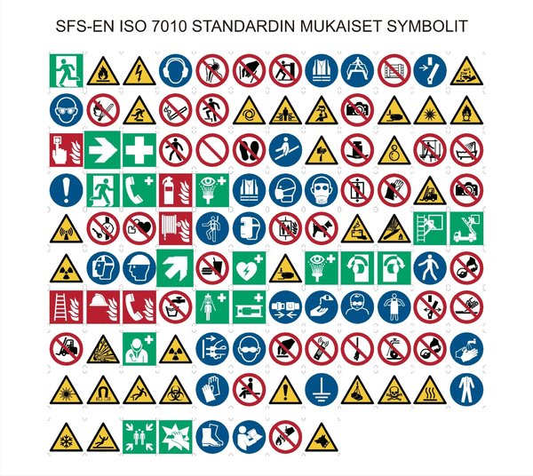 SFS-EN ISO 7010 Standardin mukaiset symbolit\\n\\n17.09.2014 11.57